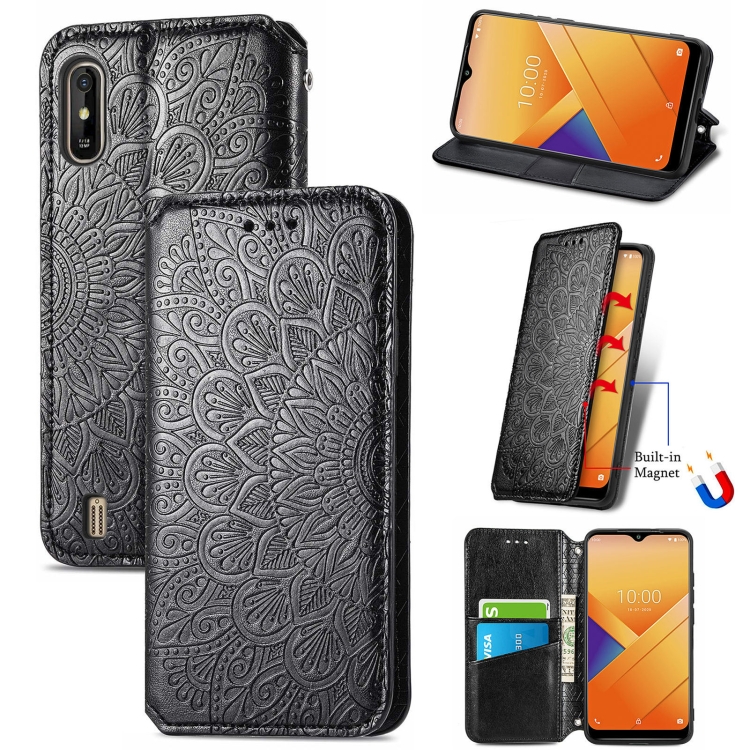 

For Wiko Y81 Blooming Mandala Embossed Pattern Magnetic Horizontal Flip Leather Case with Holder & Card Slots & Wallet(Black)