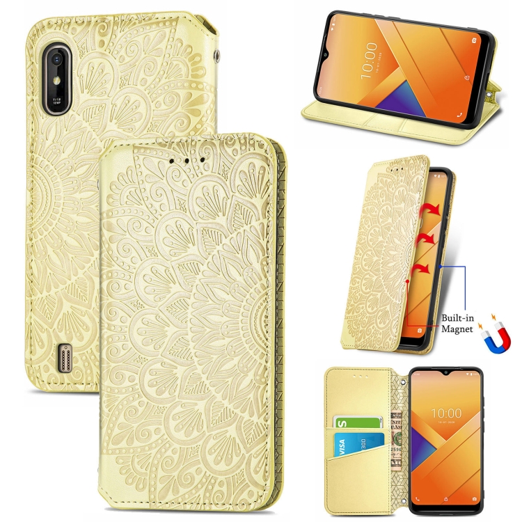 

For Wiko Y81 Blooming Mandala Embossed Pattern Magnetic Horizontal Flip Leather Case with Holder & Card Slots & Wallet(Yellow)