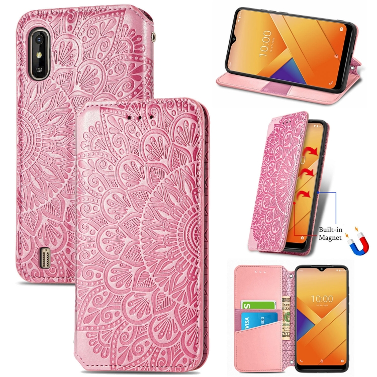 

For Wiko Y81 Blooming Mandala Embossed Pattern Magnetic Horizontal Flip Leather Case with Holder & Card Slots & Wallet(Pink)