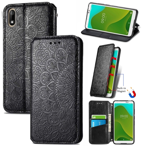 

For Wiko Jerry 4 Blooming Mandala Embossed Pattern Magnetic Horizontal Flip Leather Case with Holder & Card Slots & Wallet(Black)