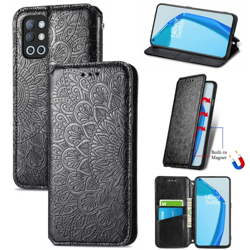 

For OnePlus 9R Blooming Mandala Embossed Pattern Magnetic Horizontal Flip Leather Case with Holder & Card Slots & Wallet(Black)