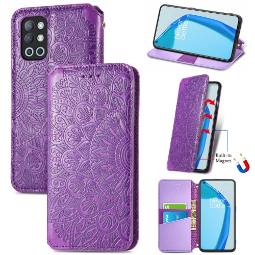 

For OnePlus 9R Blooming Mandala Embossed Pattern Magnetic Horizontal Flip Leather Case with Holder & Card Slots & Wallet(Purple)