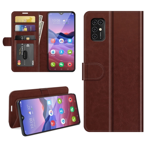

For ZTE Blade V2020 Smart R64 Texture Single Horizontal Flip Protective Case with Holder & Card Slots & Wallet& Photo Frame(Brown)