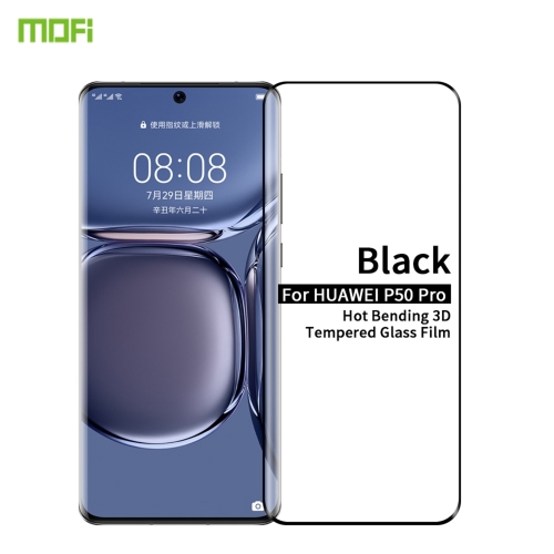 

For Huawei P50 Pro MOFI 9H 3D Explosion Proof Thermal Bending Full Screen Covered Tempered Glass Film(Black)