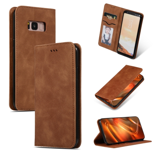 

Retro Skin Feel Business Magnetic Horizontal Flip Leather Case for Galaxy S8(Brown)