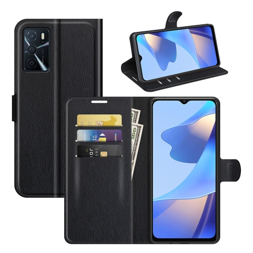 

For OPPO A16 Litchi Texture Horizontal Flip Protective Case with Holder & Card Slots & Wallet(Black)