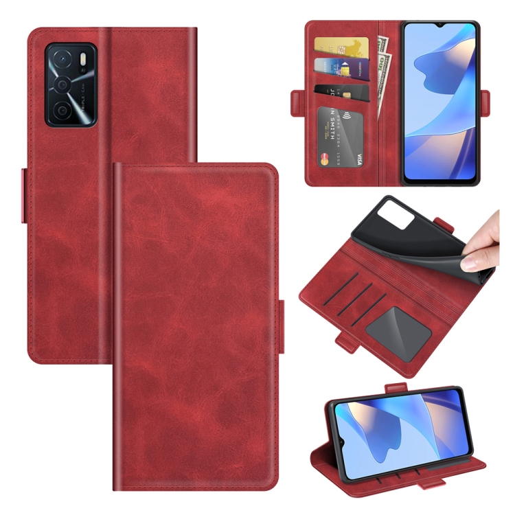 

For OPPO A16 Dual-side Magnetic Buckle Horizontal Flip Leather Case with Holder & Card Slots & Wallet(Red)