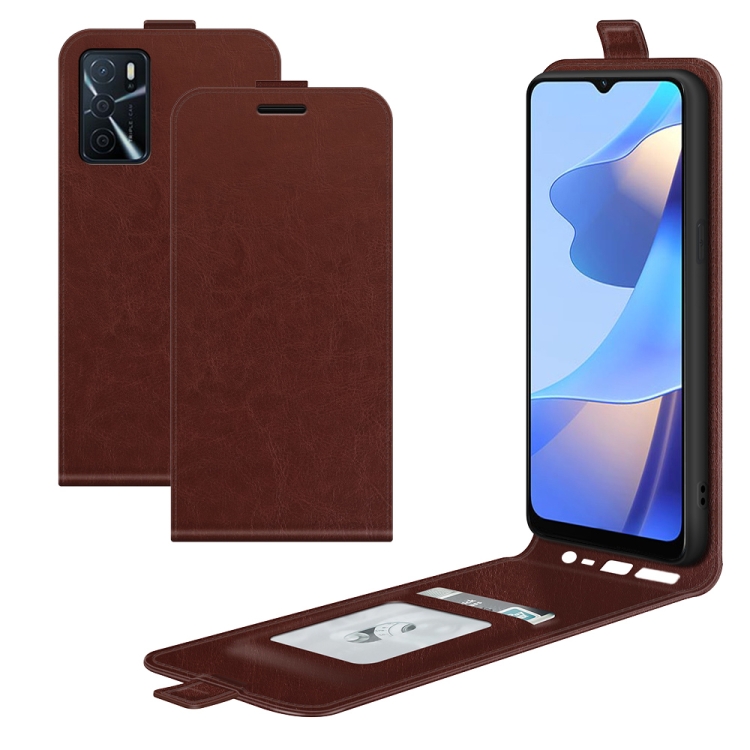 

For OPPO A16 R64 Texture Single Horizontal Flip Protective Case with Holder & Card Slots & Wallet& Photo Frame(Brown)