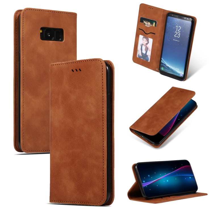 

Retro Skin Feel Business Magnetic Horizontal Flip Leather Case for Galaxy S8+(Brown)