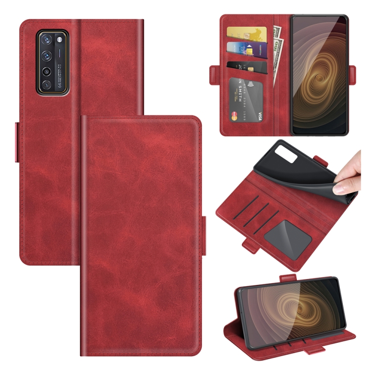 

For ZTE Axon 20 5G Dual-side Magnetic Buckle Horizontal Flip Leather Case with Holder & Card Slots & Wallet(Red)