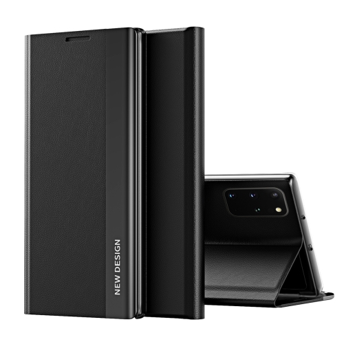 

For Samsung Galaxy S20 Side Electroplated Magnetic Ultra-Thin Horizontal Flip Leather Case with Holder(Black)