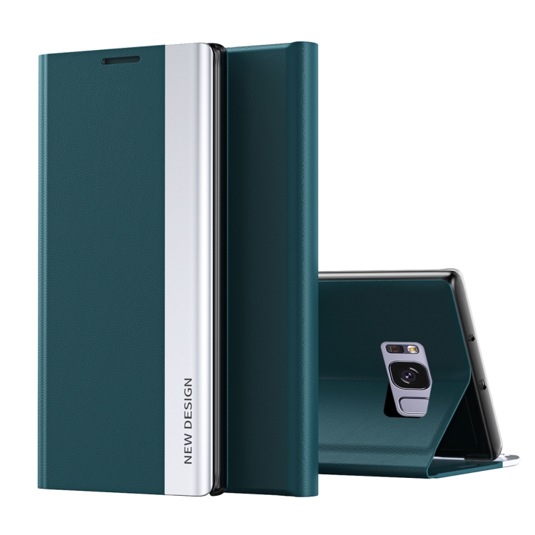

For Samsung Galaxy S8 Side Electroplated Magnetic Ultra-Thin Horizontal Flip Leather Case with Holder(Green)