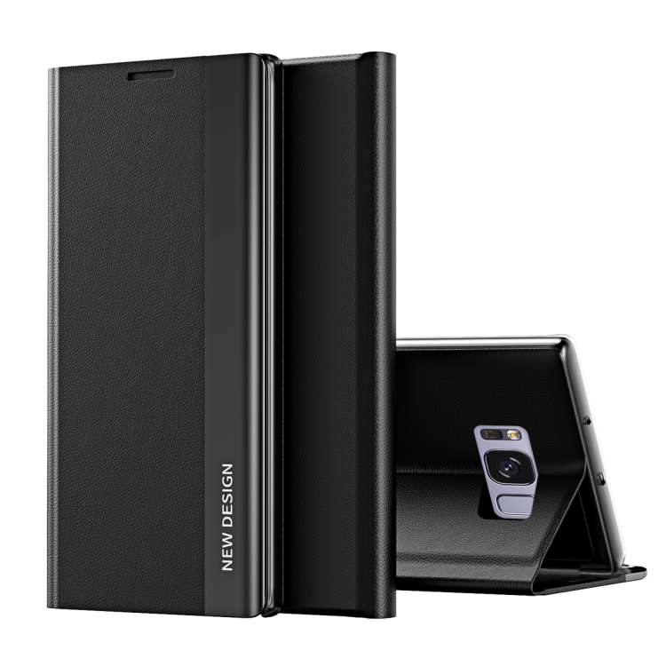 

For Samsung Galaxy S8 Plus Side Electroplated Magnetic Ultra-Thin Horizontal Flip Leather Case with Holder(Black)