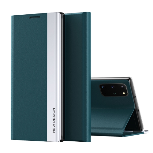 

For Galaxy M60S/Note 10 Lite/A81 Side Electroplated Magnetic Ultra-Thin Horizontal Flip Leather Case with Holder(Green)