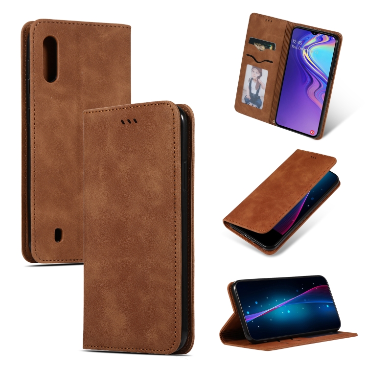 

Retro Skin Feel Business Magnetic Horizontal Flip Leather Case for Galaxy M10(Brown)