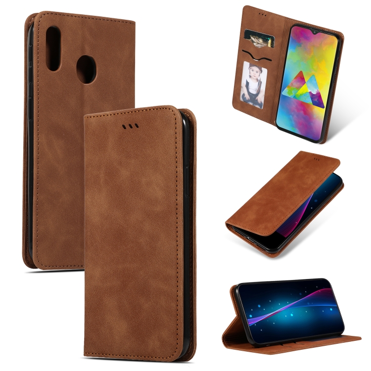 

Retro Skin Feel Business Magnetic Horizontal Flip Leather Case for Samsung Galaxy M20(Brown)