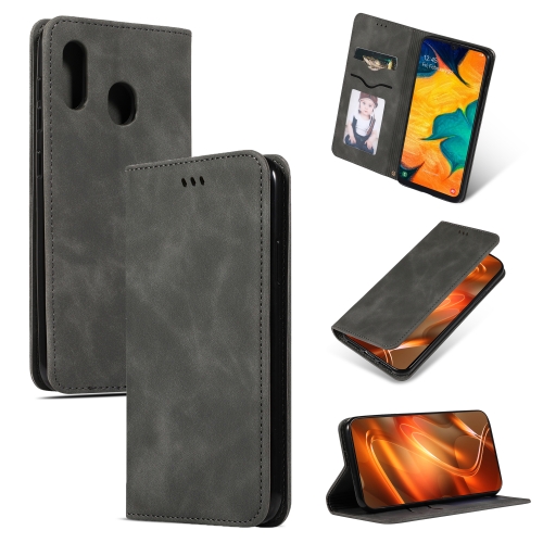 

Retro Skin Feel Business Magnetic Horizontal Flip Leather Case for Samsung Galaxy A20 & A30(Dark Gray)