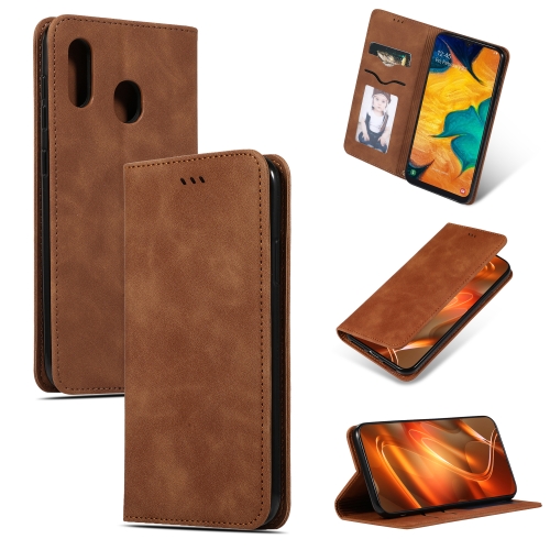 

Retro Skin Feel Business Magnetic Horizontal Flip Leather Case for Samsung Galaxy A20 & A30(Brown)