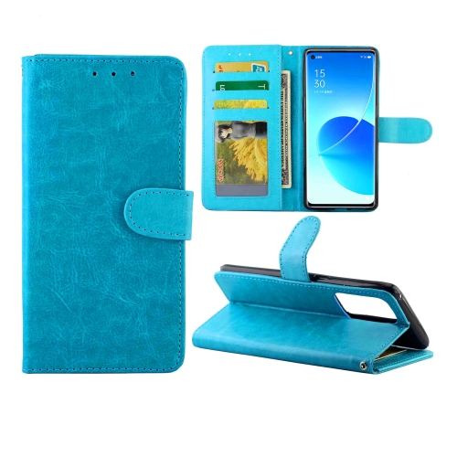 

For OPPO Reno6 Pro+(5G) Crazy Horse Texture Leather Horizontal Flip Protective Case with Holder & Card Slots & Wallet & Photo Frame(baby Blue)