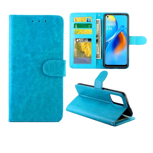 

For OPPO F19/A74(4G) Crazy Horse Texture Leather Horizontal Flip Protective Case with Holder & Card Slots & Wallet & Photo Frame(baby Blue)