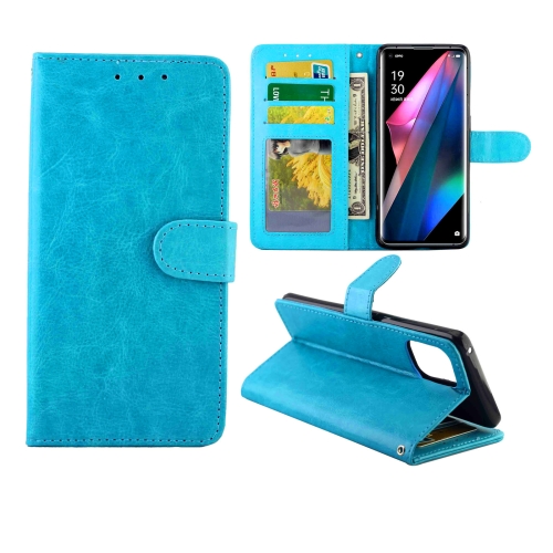 

For OPPO Find X3/Find X3 Pro Crazy Horse Texture Leather Horizontal Flip Protective Case with Holder & Card Slots & Wallet & Photo Frame(baby Blue)