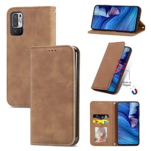 

For Xiaomi Redmi Note 10 JE Retro Skin Feel Business Magnetic Horizontal Flip Leather Case with Holder & Card Slots & Wallet & Photo Frame(Brwon)