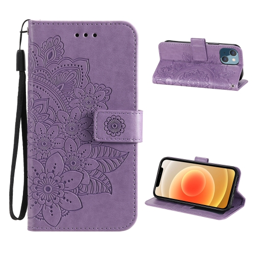 

ENKAY Hat-Prince Flower Embossed Horizontal Flip PU Leather Case with Holder & Card Slots & Wallet & Lanyard for iPhone 13(Purple)