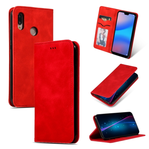 

Retro Skin Feel Business Magnetic Horizontal Flip Leather Case for Huawei P20 Lite(Red)