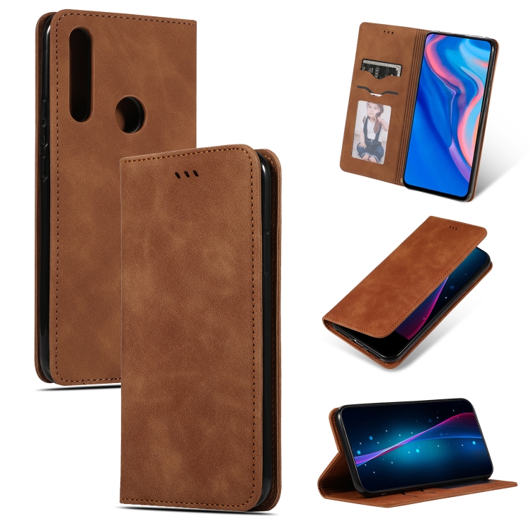 

Retro Skin Feel Business Magnetic Horizontal Flip Leather Case for Huawei P Smart Z(Brown)