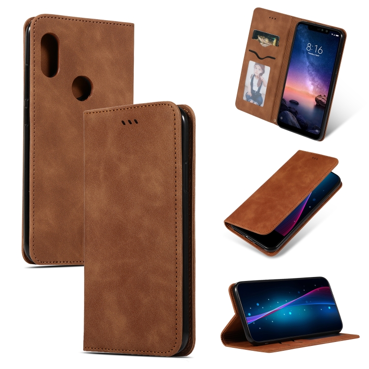 

Retro Skin Feel Business Magnetic Horizontal Flip Leather Case for Xiaomi Redmi Note6 & Redmi Note6 Pro(Brown)