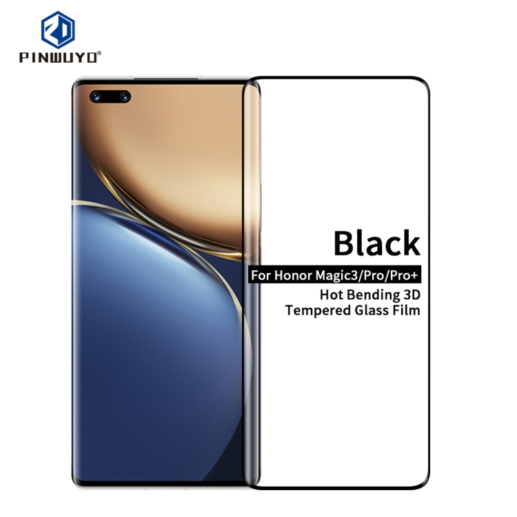 

For Honor Magic 3 / Magic 3 Pro PINWUYO 9H 3D Hot Bending Tempered Glass Film(Black)