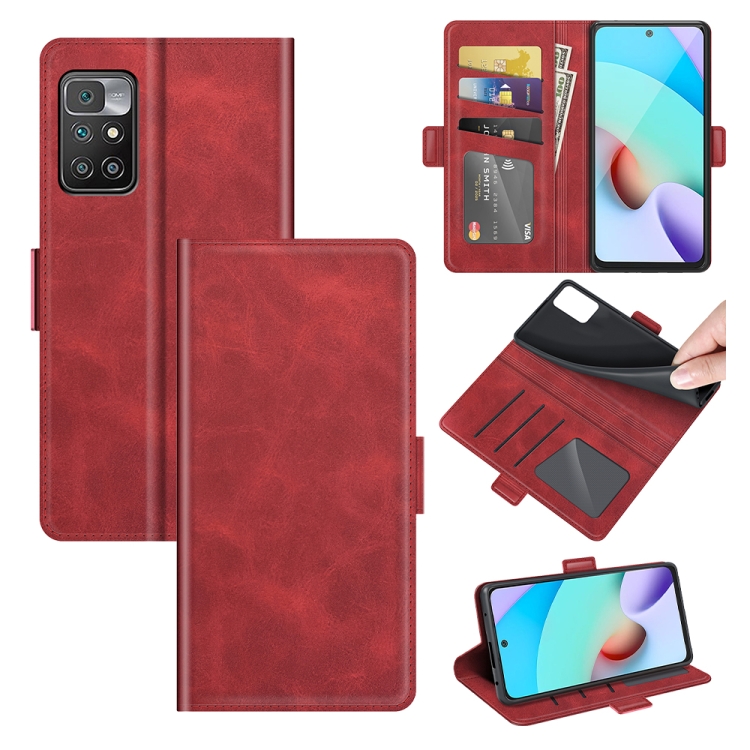 

For Xiaomi Redmi 10 Dual-side Magnetic Buckle Horizontal Flip Leather Case with Holder & Card Slots & Wallet(Red)