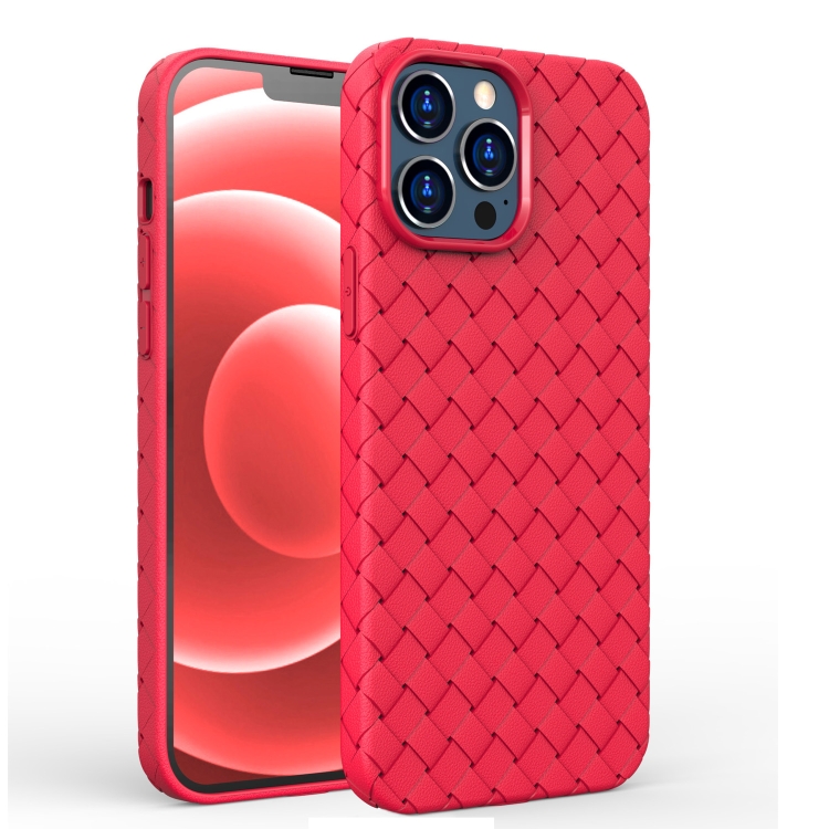 

Full Coverage Woven Shockproof TPU Case For iPhone 13 Pro Max(Red)