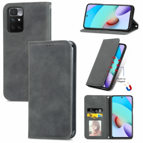 

For Xiaomi Rdemi 10 Retro Skin Feel Business Magnetic Horizontal Flip Leather Case With Holder & Card Slots & Wallet & Photo Frame(Grey)