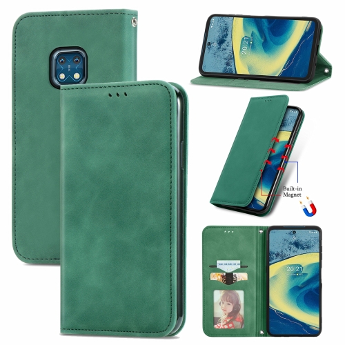 

For Nokia XR 20 Retro Skin Feel Business Magnetic Horizontal Flip Leather Case with Holder & Card Slots & Wallet & Photo Frame(Green)