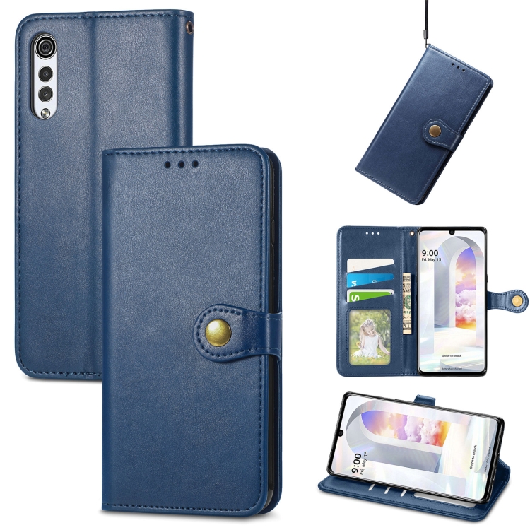 

For LG Velvet 2 Pro Solid Color Leather Buckle Phone Case with Lanyard & Photo Frame & Card Slot & Wallet & Stand Function(Blue)