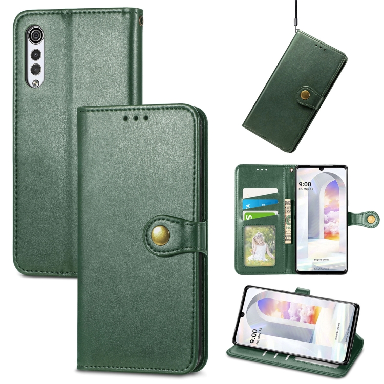 

For LG Velvet 2 Pro Solid Color Leather Buckle Phone Case with Lanyard & Photo Frame & Card Slot & Wallet & Stand Function(Green)