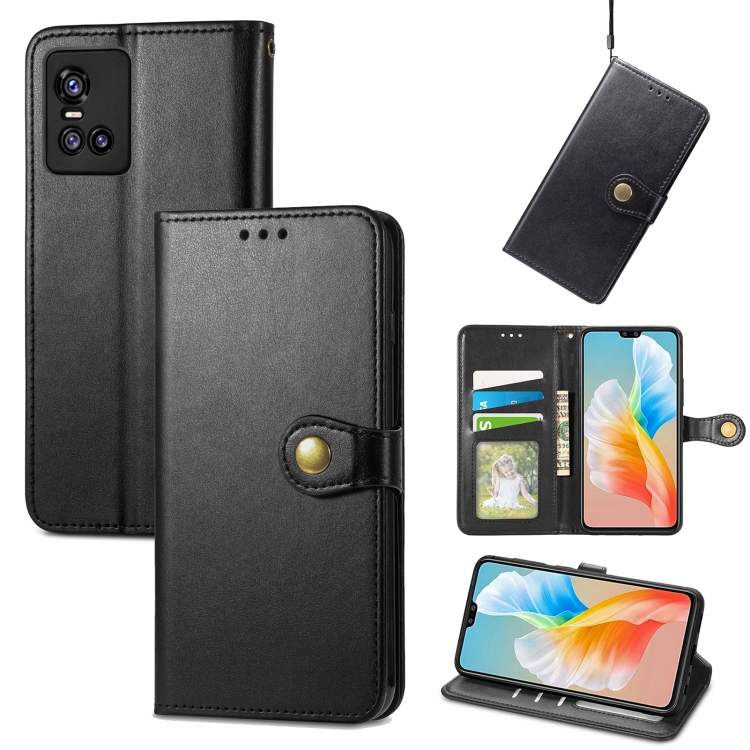 

For vivo S10 / S10 Pro Solid Color Leather Buckle Phone Case with Lanyard & Photo Frame & Card Slot & Wallet & Stand Function(Black)