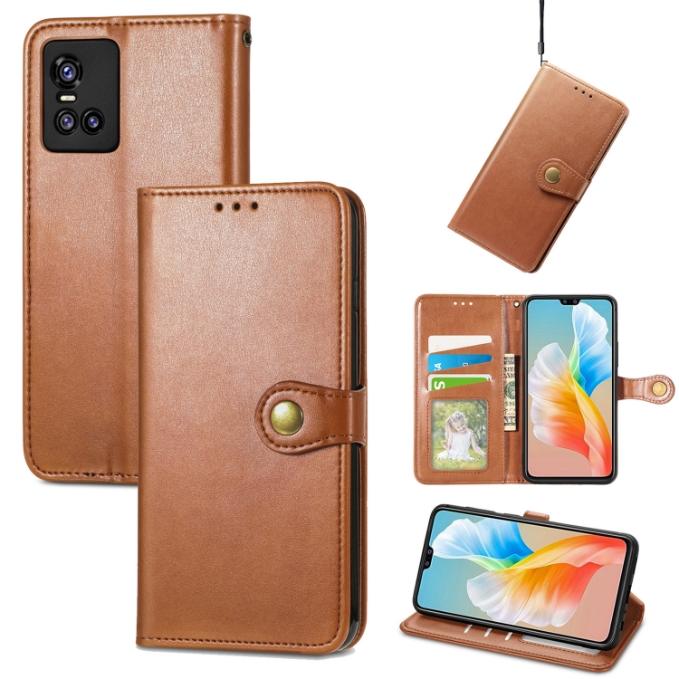

For vivo S10 / S10 Pro Solid Color Leather Buckle Phone Case with Lanyard & Photo Frame & Card Slot & Wallet & Stand Function(Brwon)