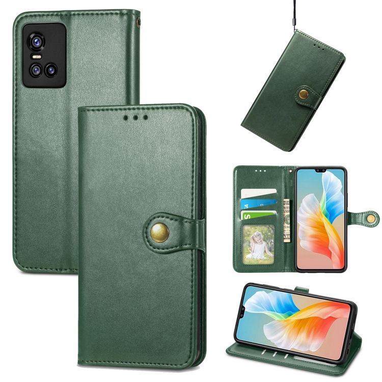 

For vivo S10 / S10 Pro Solid Color Leather Buckle Phone Case with Lanyard & Photo Frame & Card Slot & Wallet & Stand Function(Green)