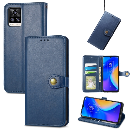 

For vivo V20 2021 Solid Color Leather Buckle Phone Case with Lanyard & Photo Frame & Card Slot & Wallet & Stand Function(Blue)