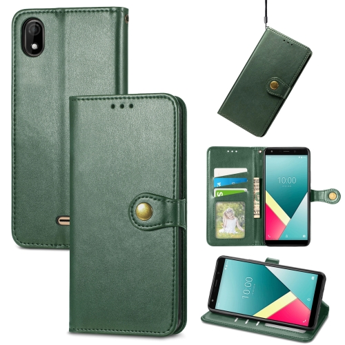 

For Wiko Y61 Solid Color Leather Buckle Phone Case with Lanyard & Photo Frame & Card Slot & Wallet & Stand Function(Green)