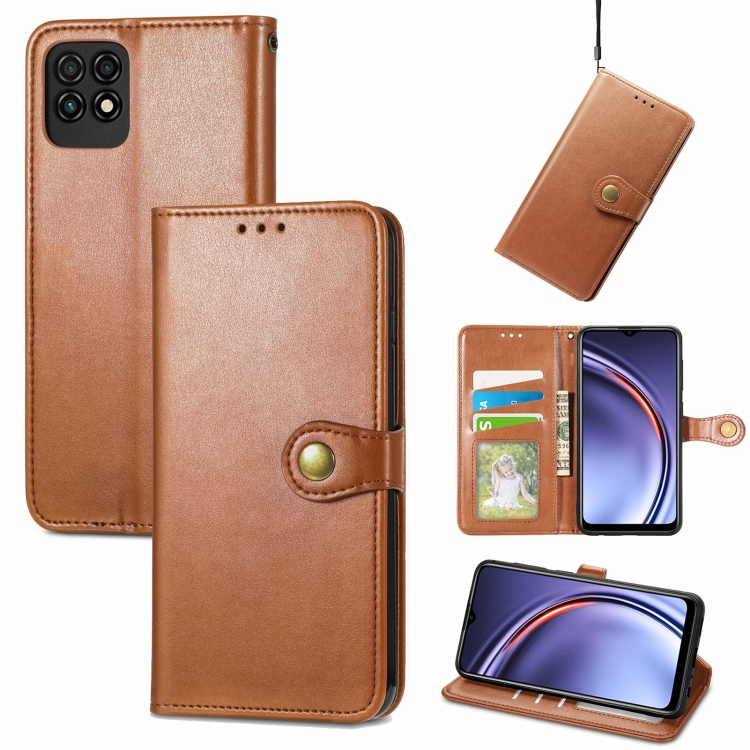

For Huawei Maimang 10 SE Solid Color Leather Buckle Phone Case with Lanyard & Photo Frame & Card Slot & Wallet & Stand Function(Brwon)