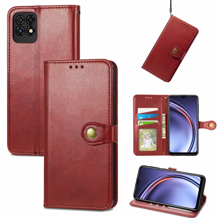 

For Huawei Maimang 10 SE Solid Color Leather Buckle Phone Case with Lanyard & Photo Frame & Card Slot & Wallet & Stand Function(Red)