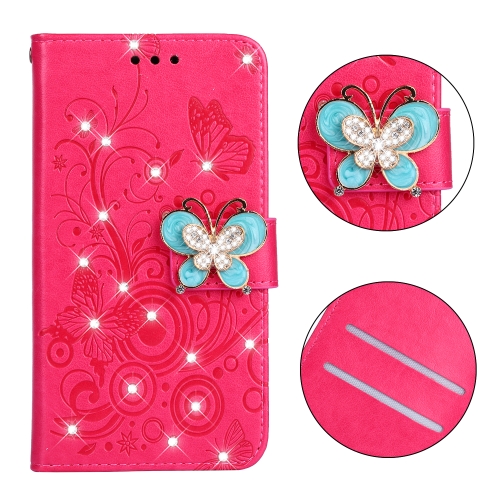 

Diamond Encrusted Butterflies Love Flowers Pattern Horizontal Flip Leather Case for Xiaomi Redmi 5A , with Holder & Card Slots & Wallet & Lanyard(Butterfly plum red)
