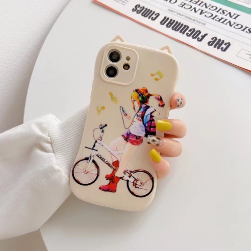 

Cartoon Pattern Silicone Shockproof Case For iPhone 13 mini(Beige)