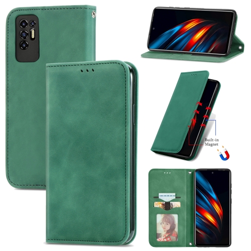 

For TECNO Pova 2 Retro Skin Feel Business Magnetic Horizontal Flip Leather Case with Holder & Card Slots & Wallet & Photo Frame(Green)