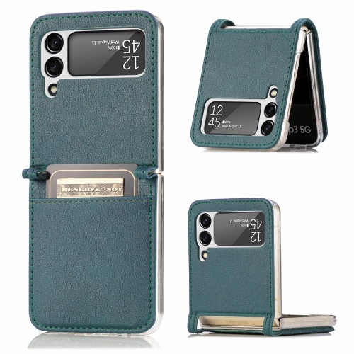 

For Samsung Galaxy Z Flip3 5G Litchi Pattern Folding Leather Shockproof Card All-inclusive Case(Green)