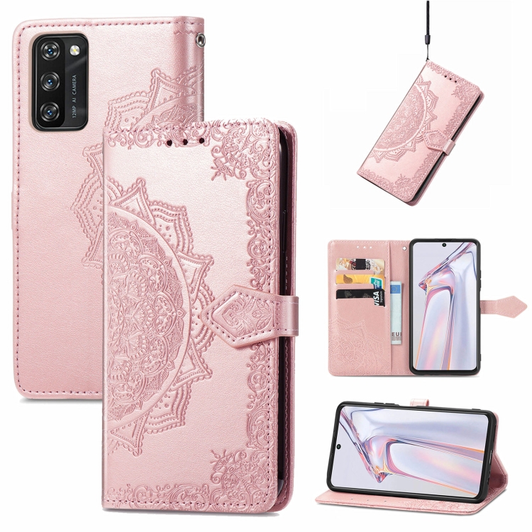 

For Blackview A100 Mandala Embossing Pattern Horizontal Flip Leather Case with Holder & Card Slots & Wallet & Lanyard(Rose Gold)