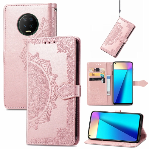 

For Infinix Note 7 Mandala Embossing Pattern Horizontal Flip Leather Case with Holder & Card Slots & Wallet & Lanyard(Rose Gold)